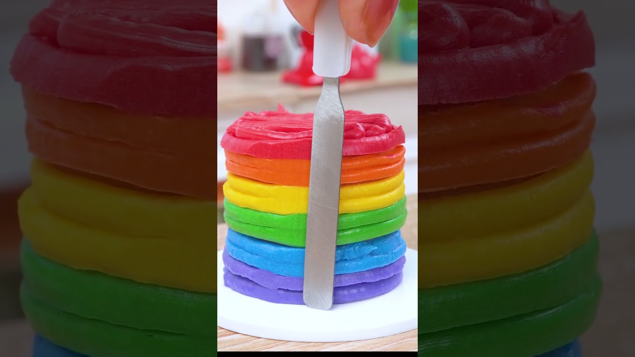 Rainbow Buttercream Cake ? Moist Miniature Cake Baking In Tiny Kitchen #Yumupminiature