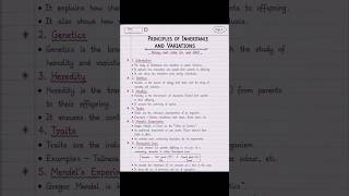 Principles of Inheritance and Variation Notes | Genetics Chapter NEET 2027 Biology Handwritten Notes