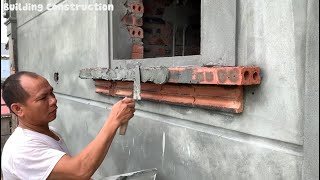 Construction Techniques To Decorate Window Openings With Bricks And Cement