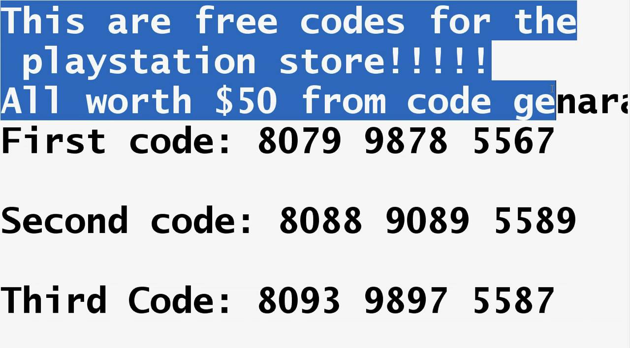 psn codes list free