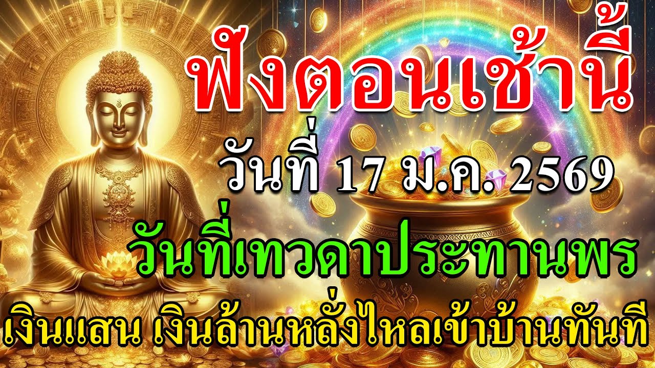 เช้าวันนี้ 17 มกราคม 2569วันที่เทวดาเมตตาเปิดทางทรัพย์ เปิดดวงการเงิน เปิดทางทรัพย์ เงินแสน เงินล้าน