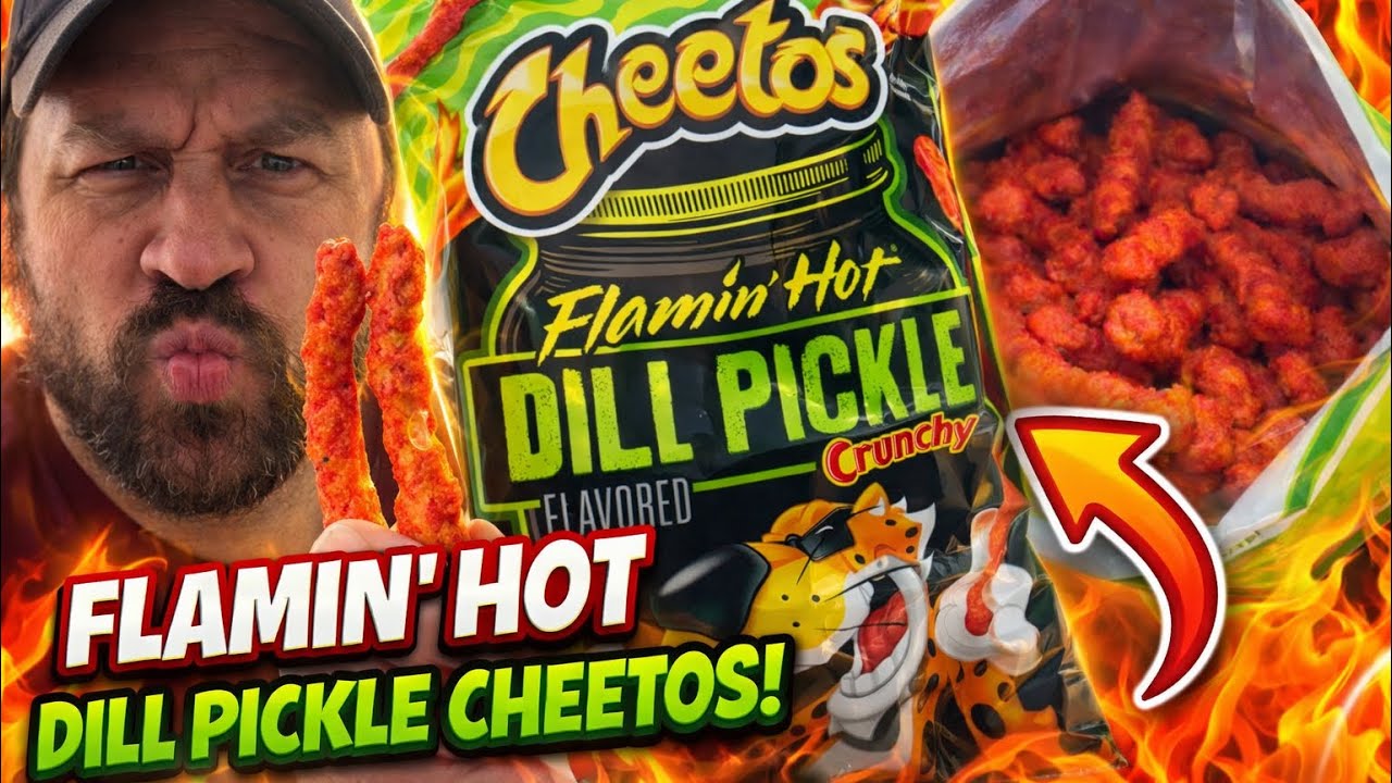 Cheetos flaming, hot dill pickle flavored ￼