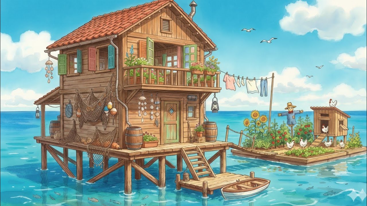 A Peaceful Life in a Floating Home 🌊 | Studio Ghibli Style Relaxing Vibes
