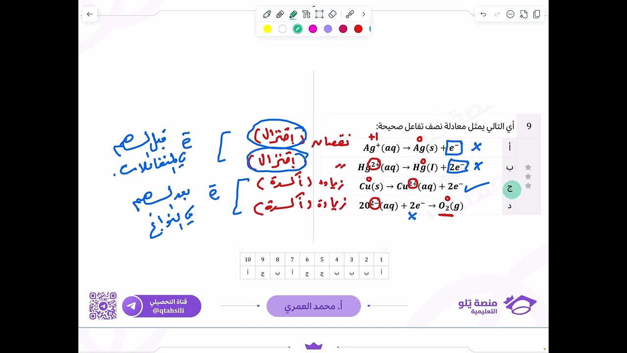 كيمياء التحصيلي يلو 2025 | التجميعات | الكيمياء الكهربائية