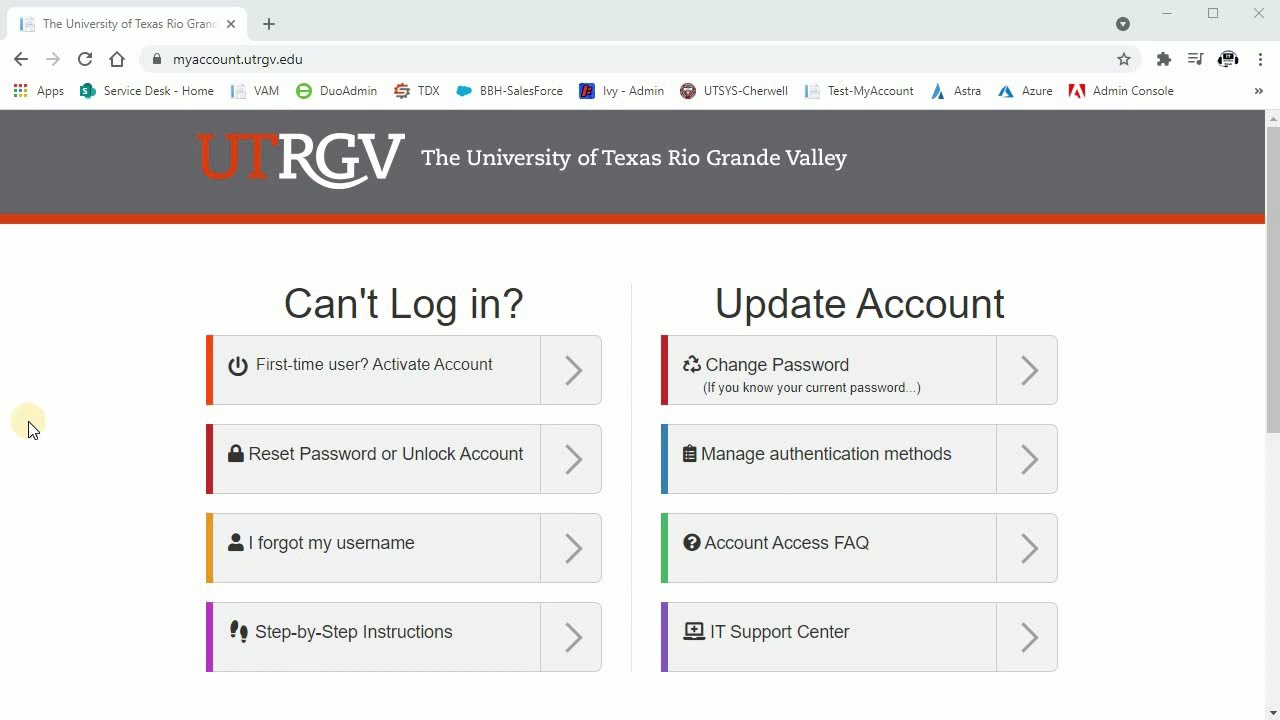 Article - Reset Your UTRGV Password