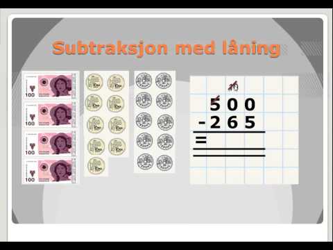 Subtraksjon med låning (penger fra Multi Smart tavle) - YouTube