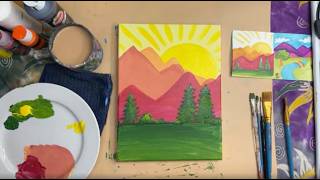 How to Paint a Sunrise Over Mountains - Easy Acrylic Painting Tutorial for Beginners
