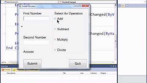 Visual Basic 2010 Express Tutorial 5 - Simple Calculator Part 2 - RadioButtons