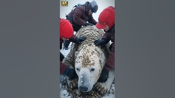 Heartwarming Rescue Injured Polar Bear with Barnacles Saved by Heroes #polarbear #wildlife