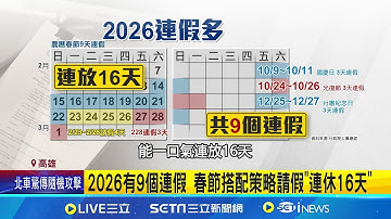2026有9個連假 春節搭配策略請假"連休16天"｜三立新聞網 SETN.com