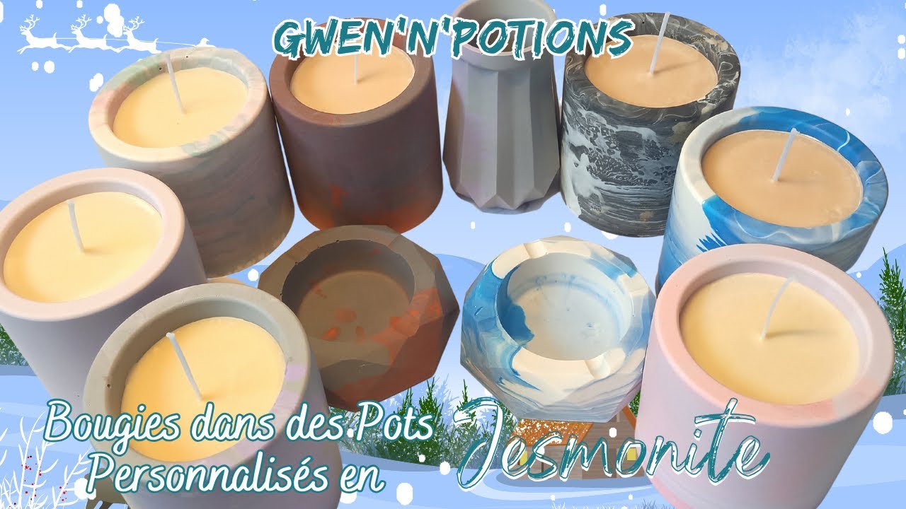 Bougies dans Pots personnalisés en Jesmonite et autres créations pour Noël
