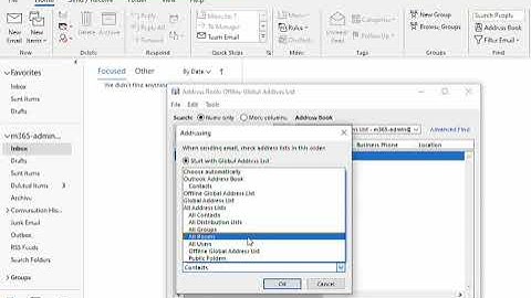 How to change default address book in Outlook 365