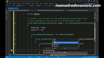 C# 6.0 Tutorial - Advanced - 53. AesCryptoServiceProvider Cryptography, Encrypt and Decrypt Example