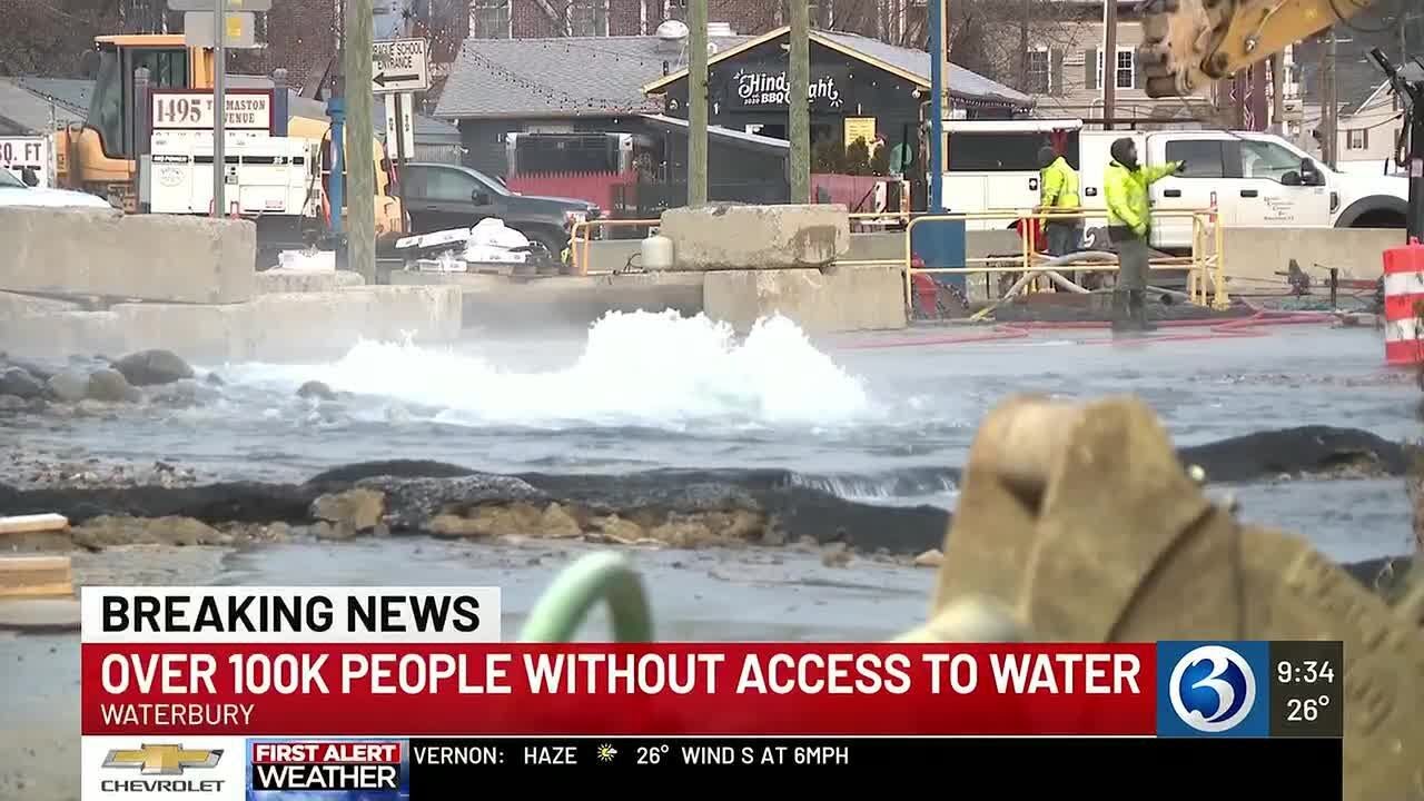 Water main break in Waterbury closes schools on Monday and causes city ...