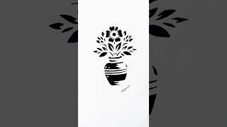 how to Flower pot drawing | stencil Art' | #flowerpot #flowerdrawing #design #drawing #art #shorts