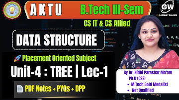 🌳 Data Structure (AKTU) Unit-4 | TREE Lecture-1 | Dr. Nidhi Parashar Ma’am | Gateway Classes