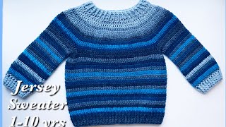 How to Crochet Easy Raglan top Pullover Sweater for boys and girls 23 years Crochet for Baby #201