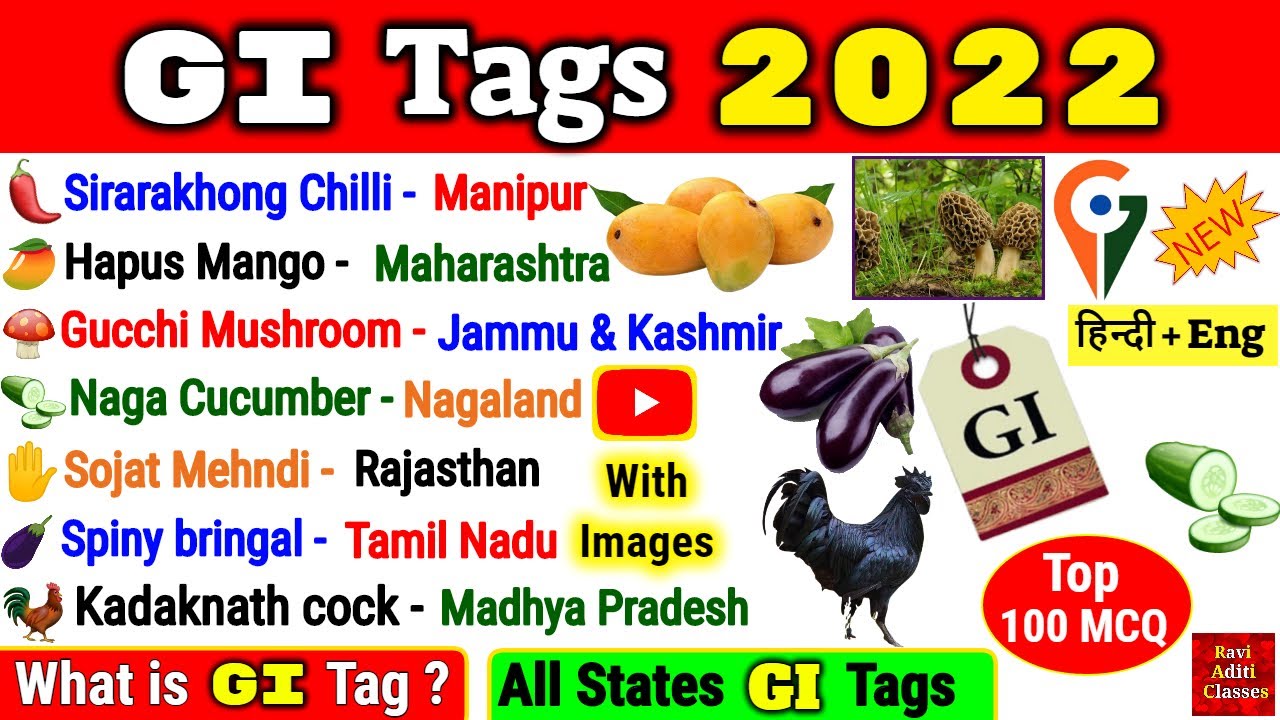 GI Tag 2022 in english GI Tag 2022 Current Affairs Geographical Indications Important GI