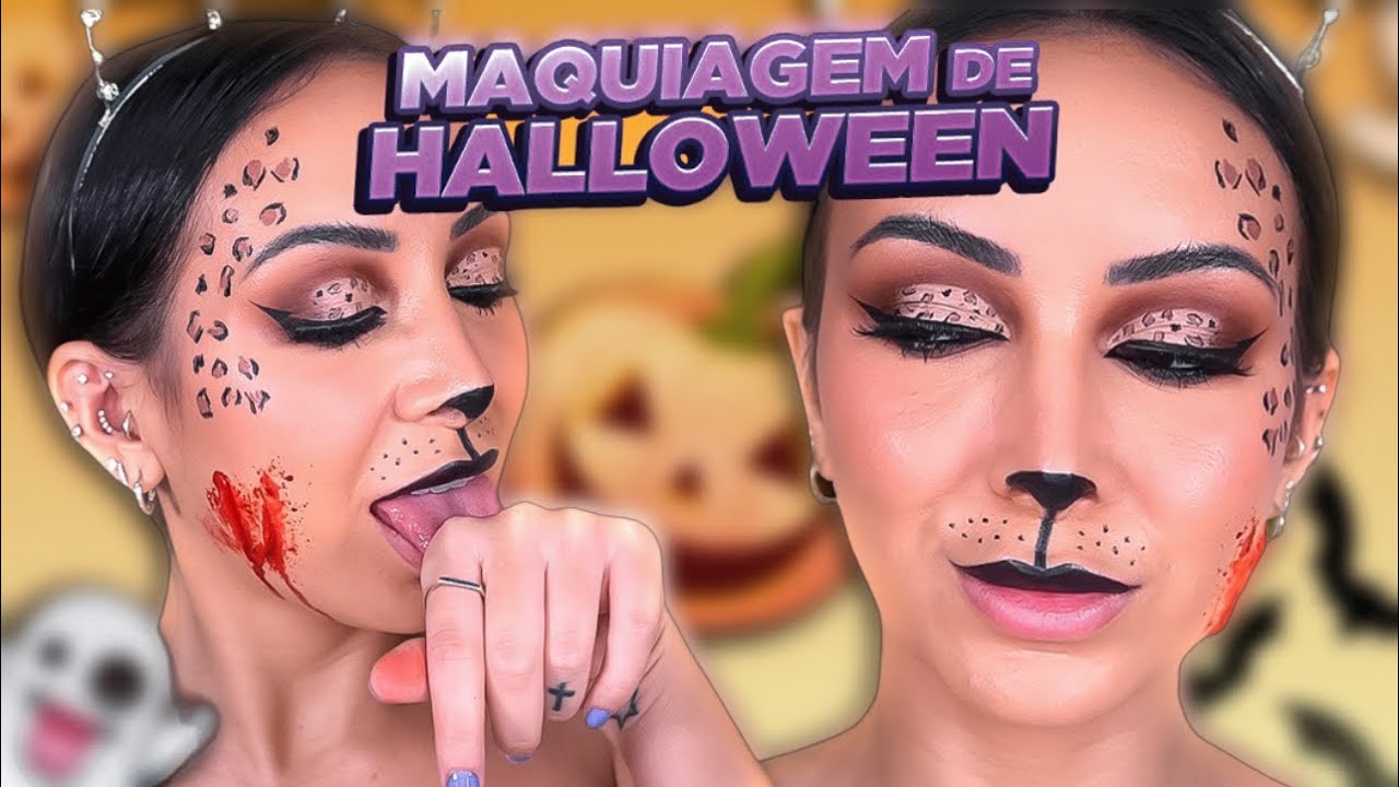 MAQUIAGEM DE ONÇA PARA O HALLOWEEN com efeito especial