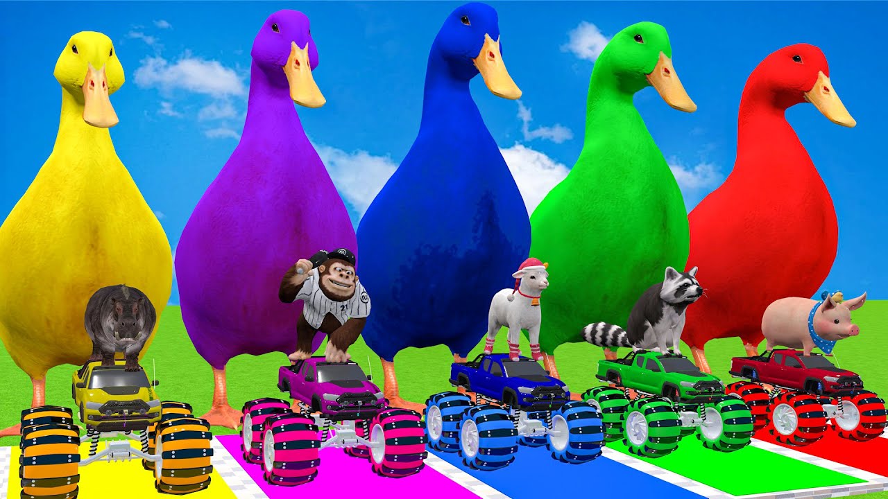 Long Slide Game With Cow Elephant Gorilla Hippopotamus Tiger 3d Animal Game Funny 3d Animals