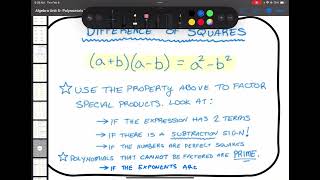Unit 5 Lesson 6 - Special Products to Multiply Polynomials