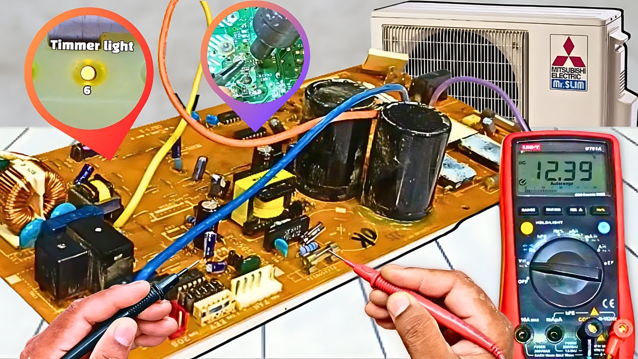 PCB Repair For Mitsubishi Inverter Ac 6 Timer Light Blinks Error - YouTube