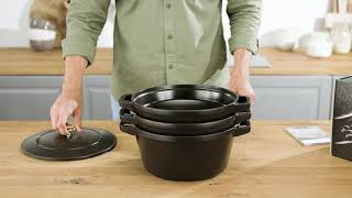 Novo conjunto de panelas de ferro fundido STAUB Stackable