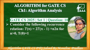 GATE CS 2025 | Set 1 | Question: 10 Consider the following recurrence relation: 𝑇(𝑛) = 2𝑇(𝑛 - 1) +n2