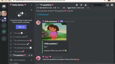 How to do the daily questions on your discord server