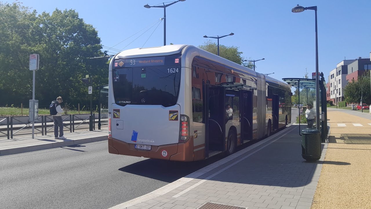 STIB Bus 53 Trajet complet (Westland Shopping vers Hôpital Militaire) dans un eCITARO G (1624)