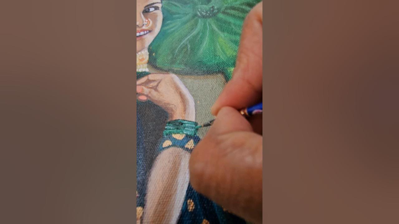 Marathi mulgi Portrait with acrylic on canvas ️ shorts YouTube
