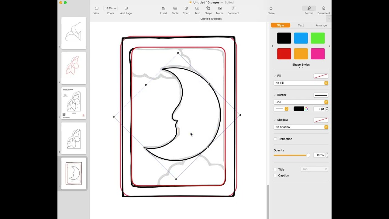 More stained glass design work on a mac using pages app.