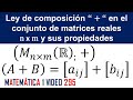 Leyes de composición: Propiedades de la adición en matrices reales