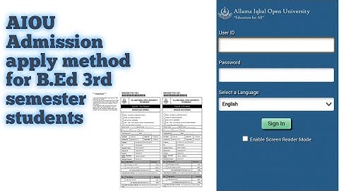 AIOU Admission apply method for B.ed 3rd semester students | B.Ed  3rd semester admission method |