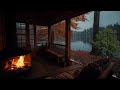 Heavy Rain on the Porch by the Lake | Fireplace & Serene Vibes with Cozy Rain Ambient