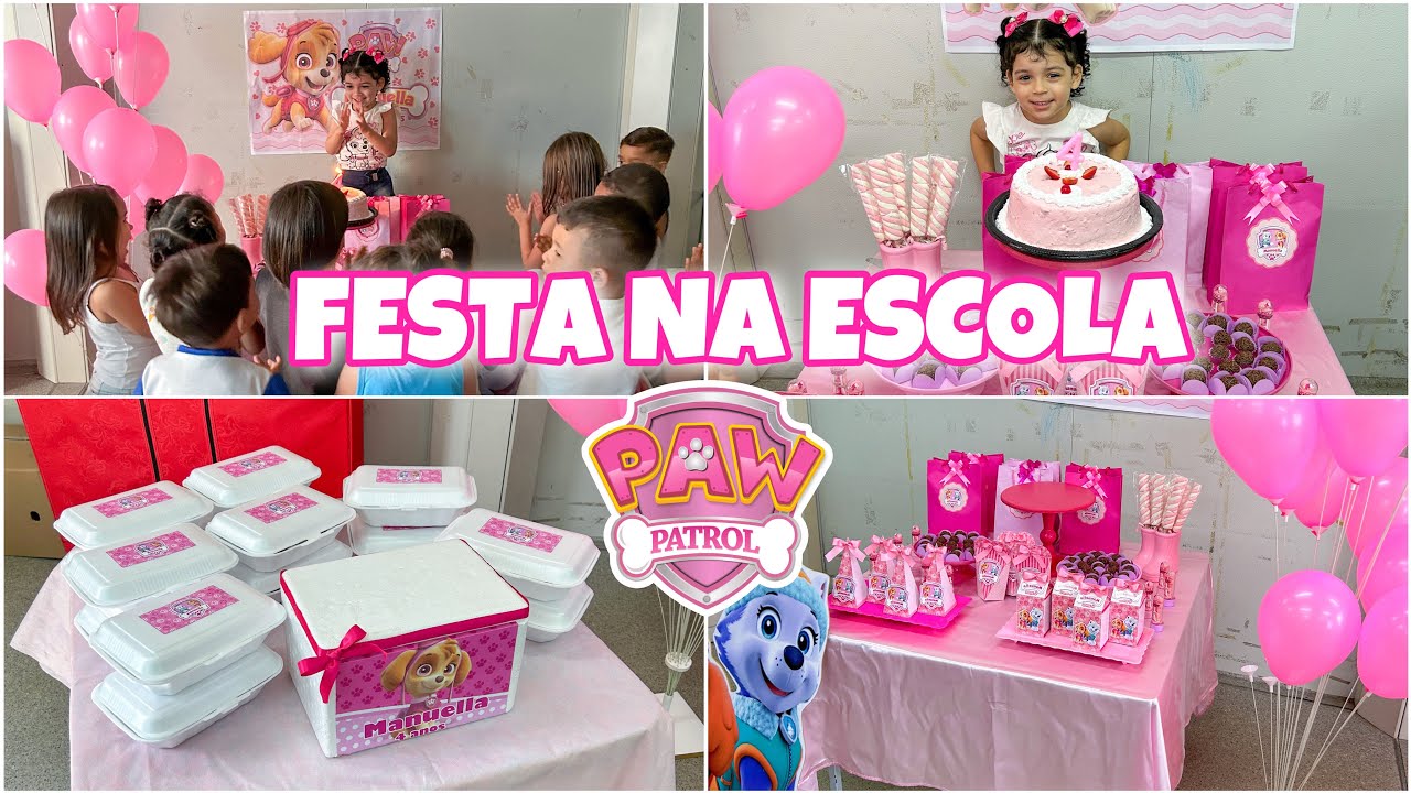 FESTA DE 4 ANOS NA ESCOLA - COMO MONTEI OS KITS E ORGANIZAÇÃO - TEMA PATRULHA CANINA ROSA