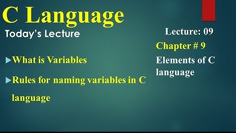 Computer 2nd Year Chapter no 09  Lecture 9 Rules for naming Variables