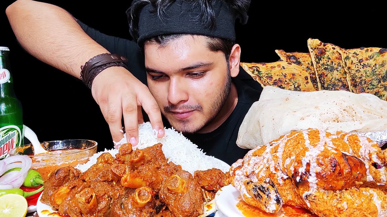 CREAMY* WHOLE BUTTER CHICKEN AND SPICY* MUTTON CURRY WITH BASMATI RICE | EATING SHOW | MUKBANG