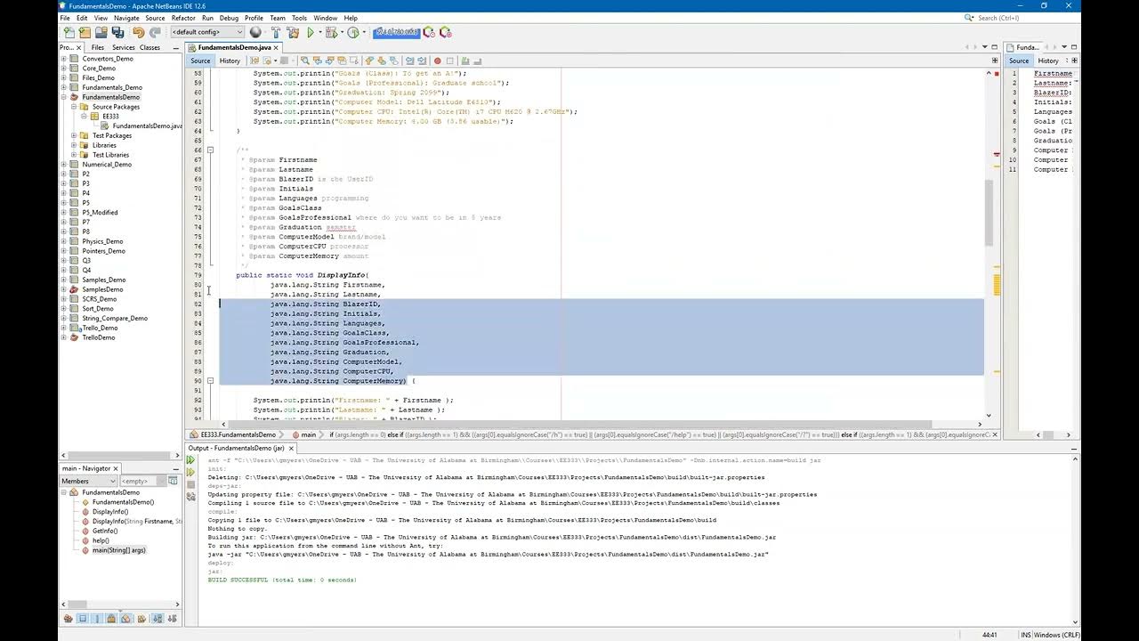 FundamentalsDemo (GetInfo from args, DisplayInfo) - YouTube