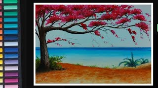 Learn How to Draw CherryBlossoms Tree - Soft Pastel Drawing - Landscape Painting/Drawing. screenshot 5