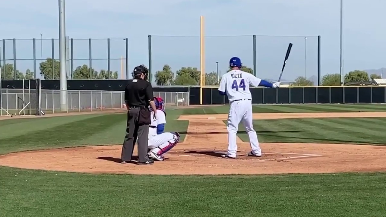 Anthony Rizzo hitting at Cubs camp - Chicago Cubs 2020 Spring Training ...