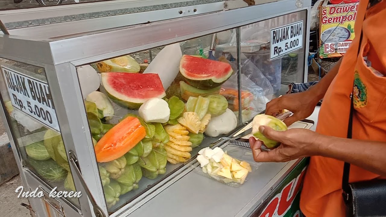 Indonesian Street Food Rujak Buah is only Rp  5000, IDR
