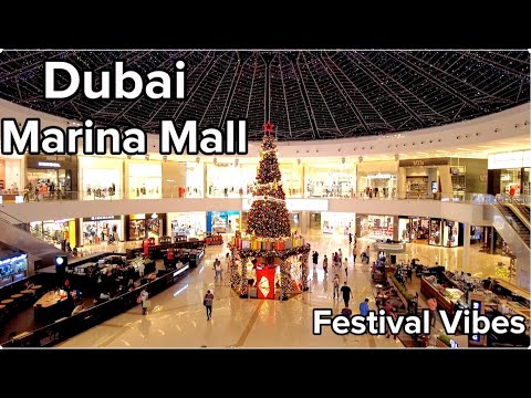 Dubai Marina Mall Chrismas Vibes | Full & Quick Walking Tour | 4k Tour