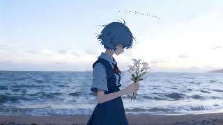 🤍 Lily by the Sea: Rei Ayanami Aesthetic Live Wallpaper | Peaceful Ocean Waves 4K 🌸