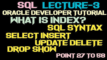 SQL Index and Syntax of SQL commands|SQL Lec-3|Oracle Developer Tutorial|Technical Aashique