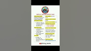 ⚡MPPGCL Recruitment 2025 | 131 Vacancies | B.Tech / Diploma / M.Sc Jobs | Apply Online | #shorts