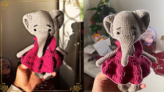 دميه الفيل الانيقه بالكورشيه //Crochet Elephant Doll