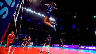 Monster of the Vertical Jump - Beautiful Elena Pietrini | Best Volleyball Spikes | VNL 2019 | HD |