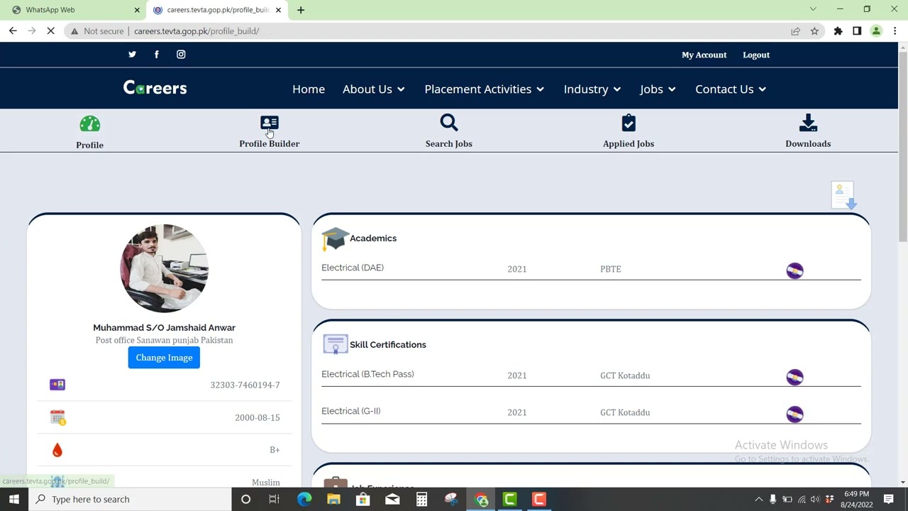 How  to Build CV and Profile on Career tevta gop pk