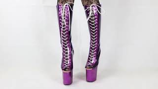 Sorbern 20cm High Heel Pole Dance Boots Women Knee High Transparent Pvc Open Toe Profile